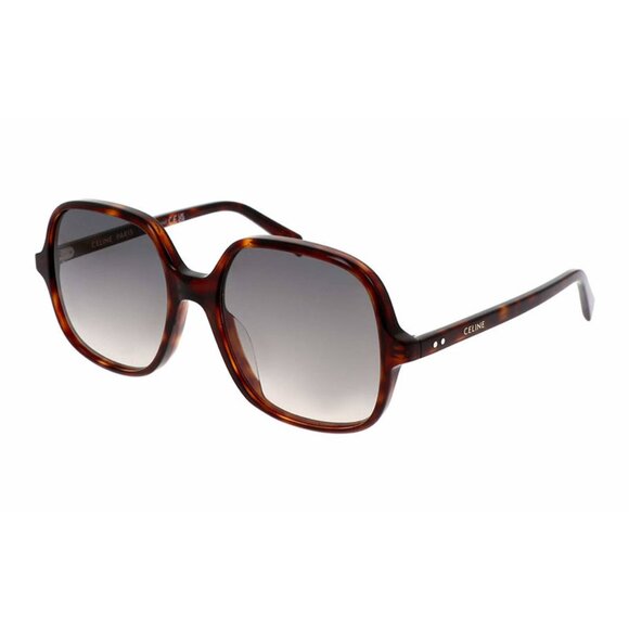 NEW CELINE WOMEN SQUARE SUNGLASSES CELINE CL40244U 52F HAVANA GREY EYEWEAR - Picture 1 of 3